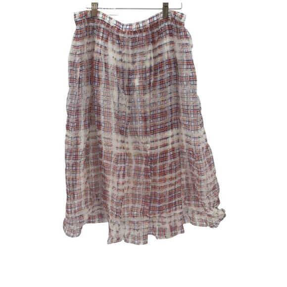 Burberry Cardington Silk Plaid Pleated Midi Skirt Military Red NWT 8 - Picture 6 of 7